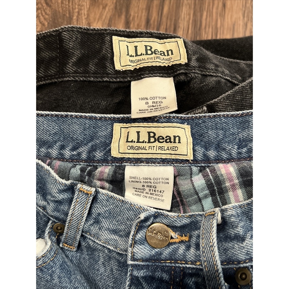 L.L. Bean Original Fit/Relaxed Blue And Black Jeans Size 8R Lot Of 2 - Picture 11 of 11